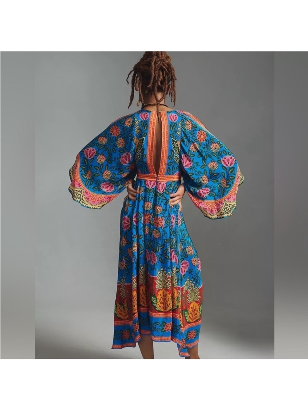 FARM RIO Blue Pineapple Garden Kaftan Maxi Dress - Picture 2 of 11